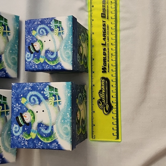 NWOT Swirly Snowman Stacking Holiday Cardboard Boxes - Picture 9 of 16